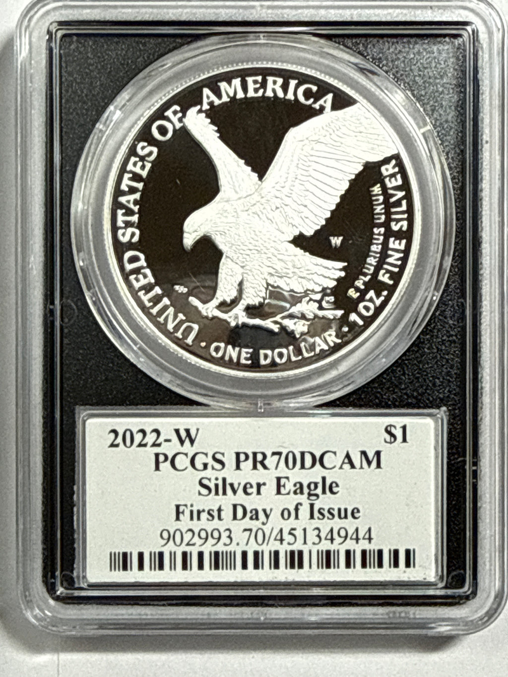 2022-W. American Silver Eagle 5-Coin Box Set NGC/PCGS FDOI PF70 UCAM/PR70 DCAM Mercanti/Jones/Gaudioso/Ryder/Damstra