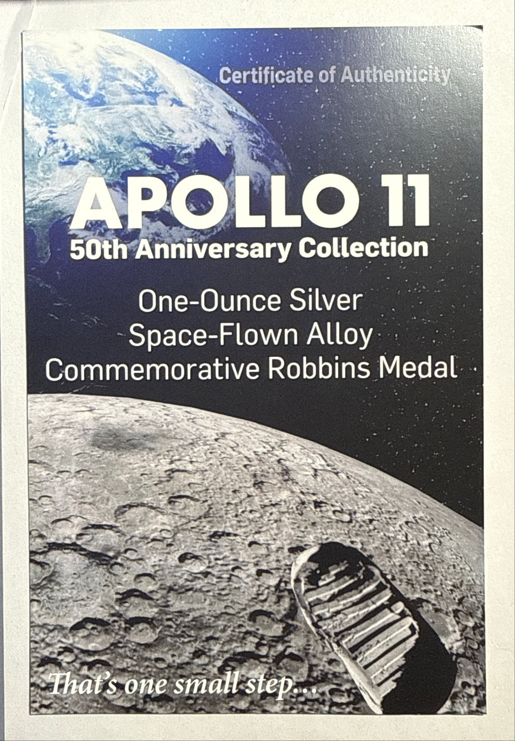 Vintage Vault: 2019 Apollo 11 50th Anniversary Robins Metal Restrike-1 oz Silver Space Flown Material NGC MS70 1-Coin Box COA