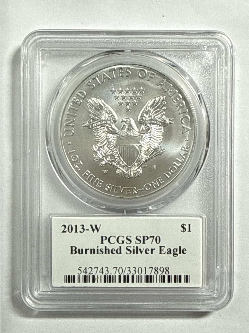 2013-W Burnished American Silver Eagle PCGS SP70 Edmund Moy Hand Signed