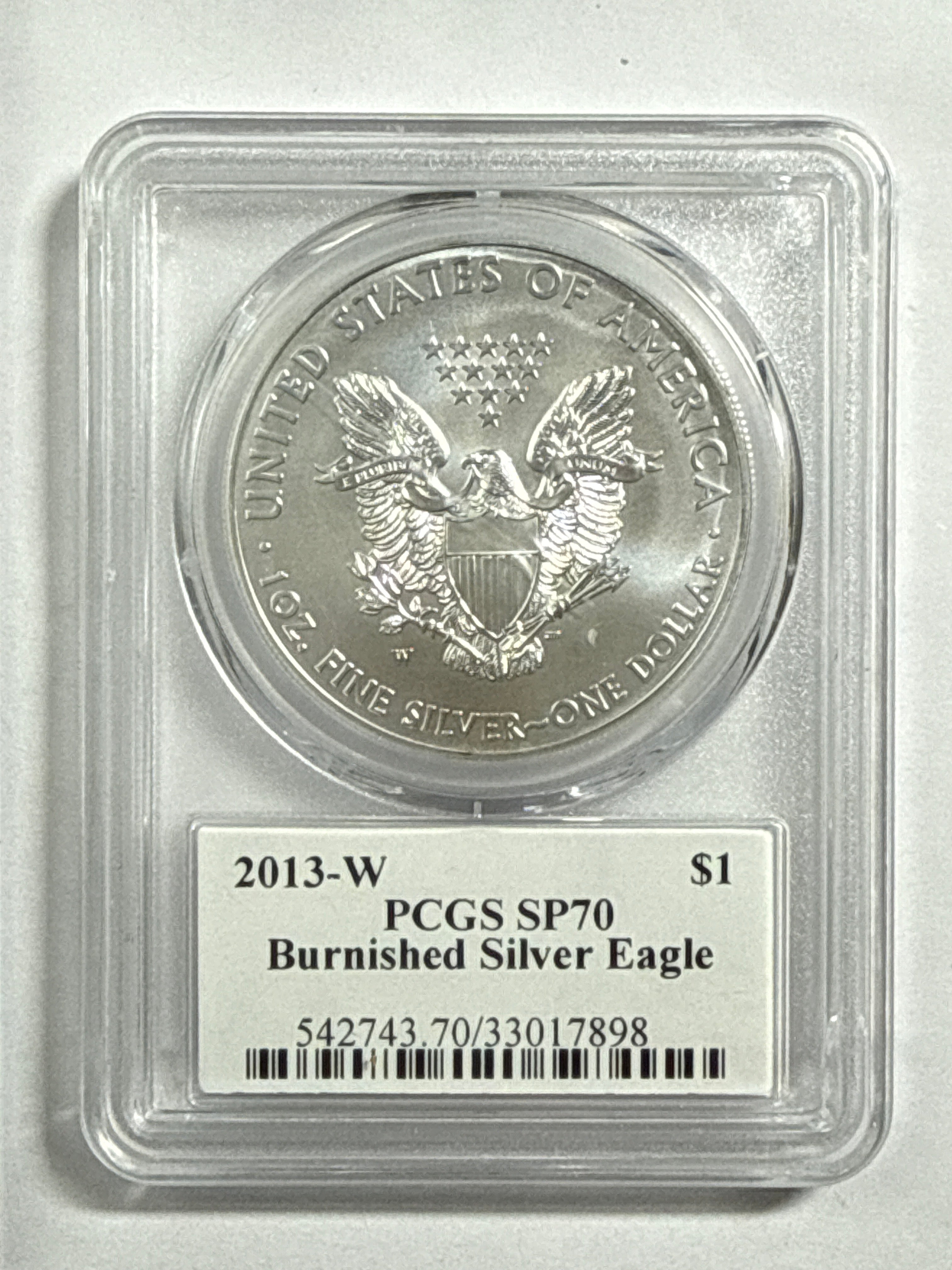 2013-W Burnished American Silver Eagle PCGS SP70 Edmund Moy Hand Signed