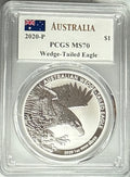 2020P Australia $1 Silver Wedge-Tailed Eagle PCGS MS70 Mercanti