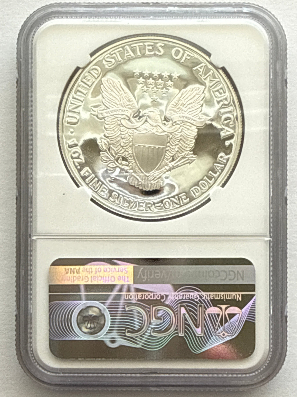 1996-P American Silver Eagle NGC 1 oz PF70 UCAM  J. M. Mercanti hand signed pop #18 Art Label