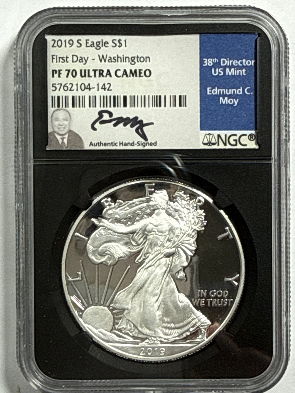 2019-S Ameican Silver Eagle 3 Piece Set NGC PF70 UCAM First Day - Denver/Philadelphia/Washington Edmund Moy Hand Signed