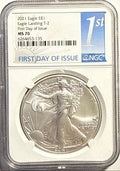 2021 American Silver Eagle $1 ER Eagle Landing T-2 NGC FDI MDS70