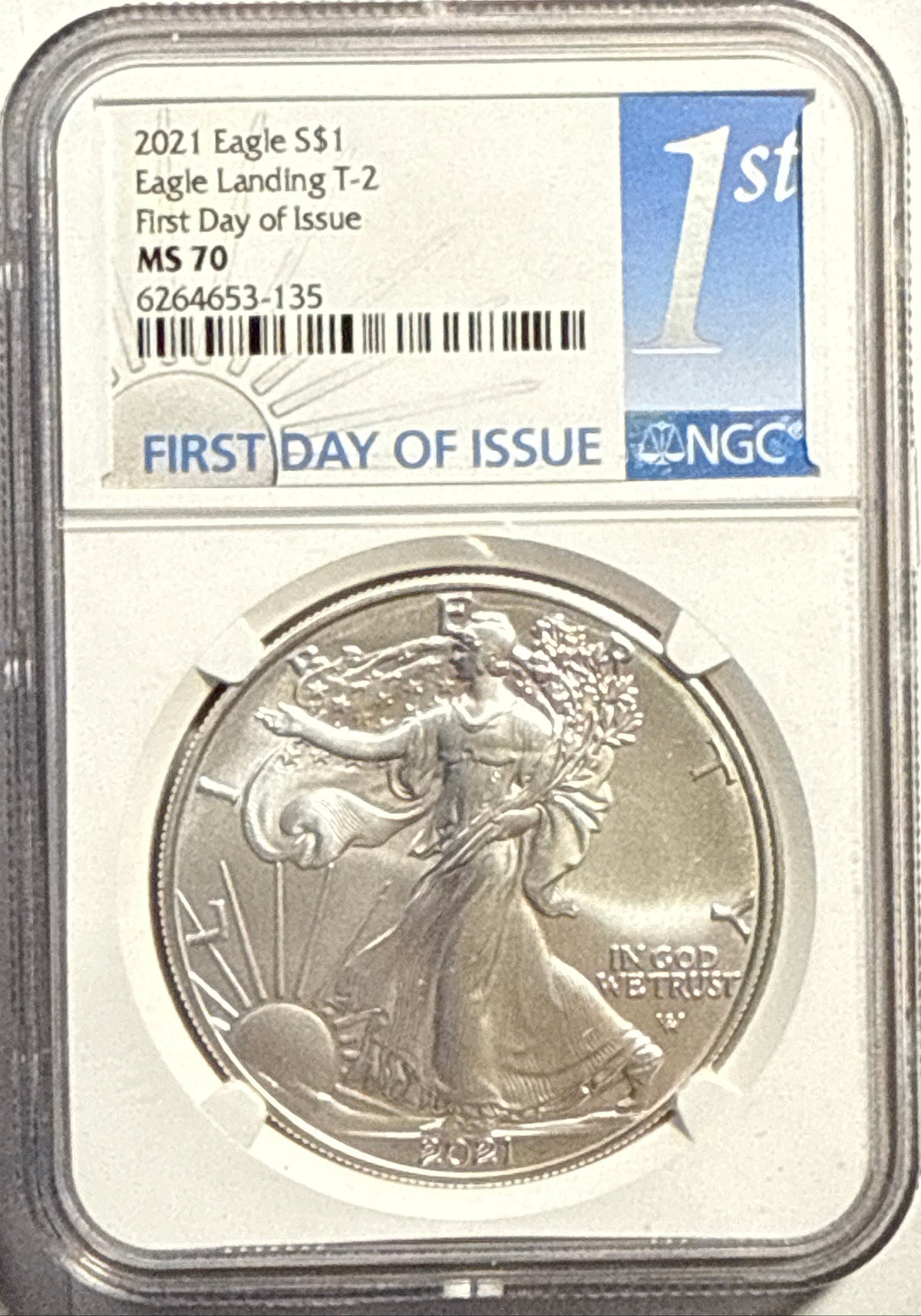 2021 American Silver Eagle $1 ER Eagle Landing T-2 NGC FDI MDS70