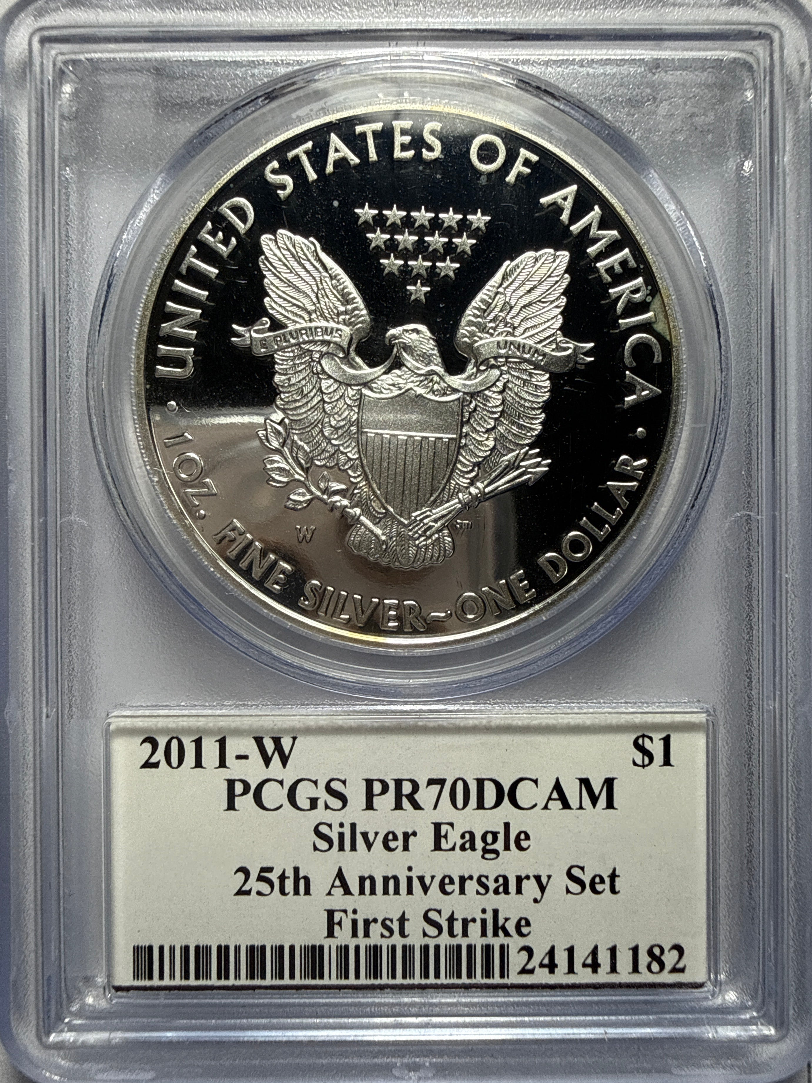 2011-W American Silver Eagle PCGS FS PR70 DCAM  25th Anniversary Set Mercanti Signed