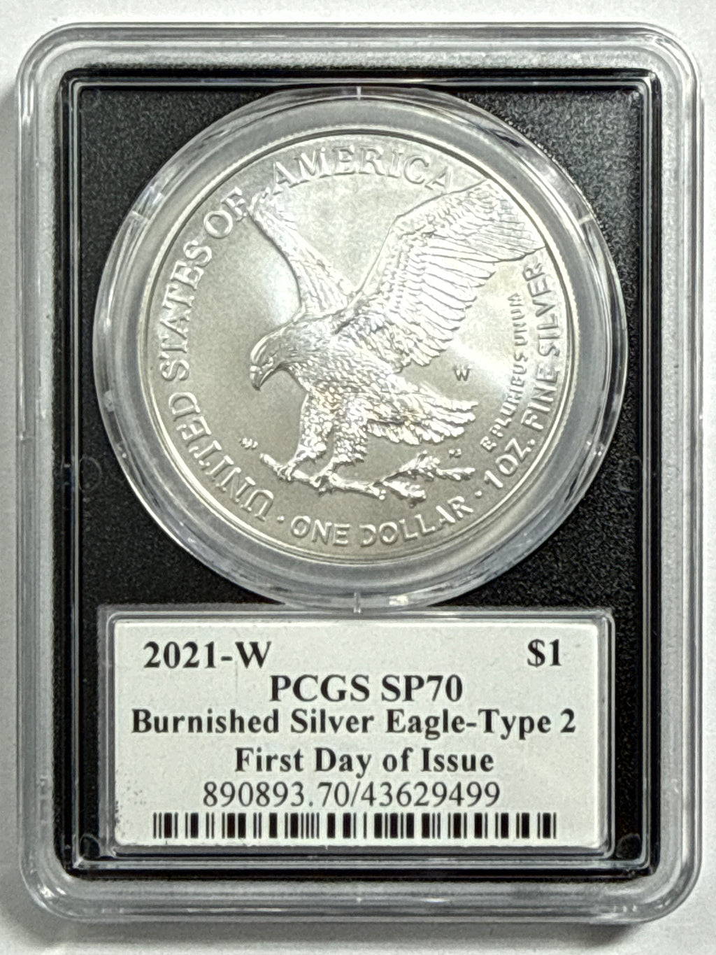 2021-W Burnished American Silver Eagle 2 Piece Set T-2 NGC/PCGS MS70/SP70 FDOI Gaudioso/Damstra