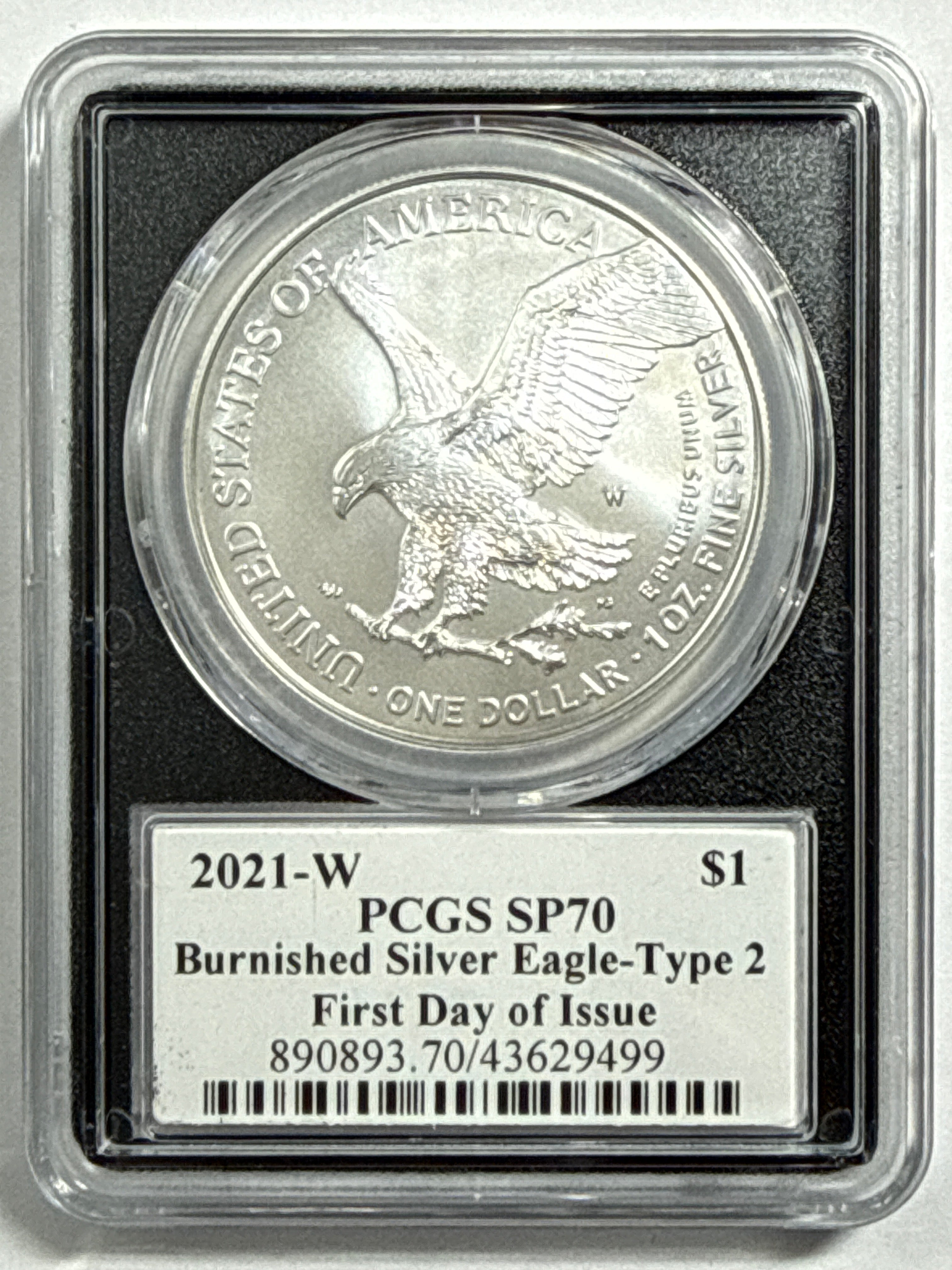 2021-W Burnished American Silver Eagle 2 Piece Set T-2 NGC/PCGS MS70/SP70 FDOI Gaudioso/Damstra