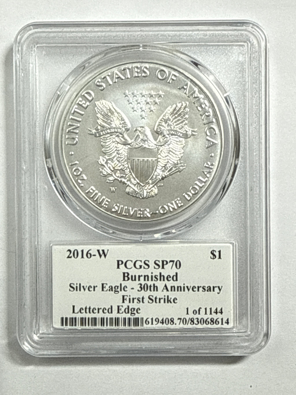 2016-W Burnished American Silver Eagle PCGS SP70 LE 30th Anniversary Edmund Moy