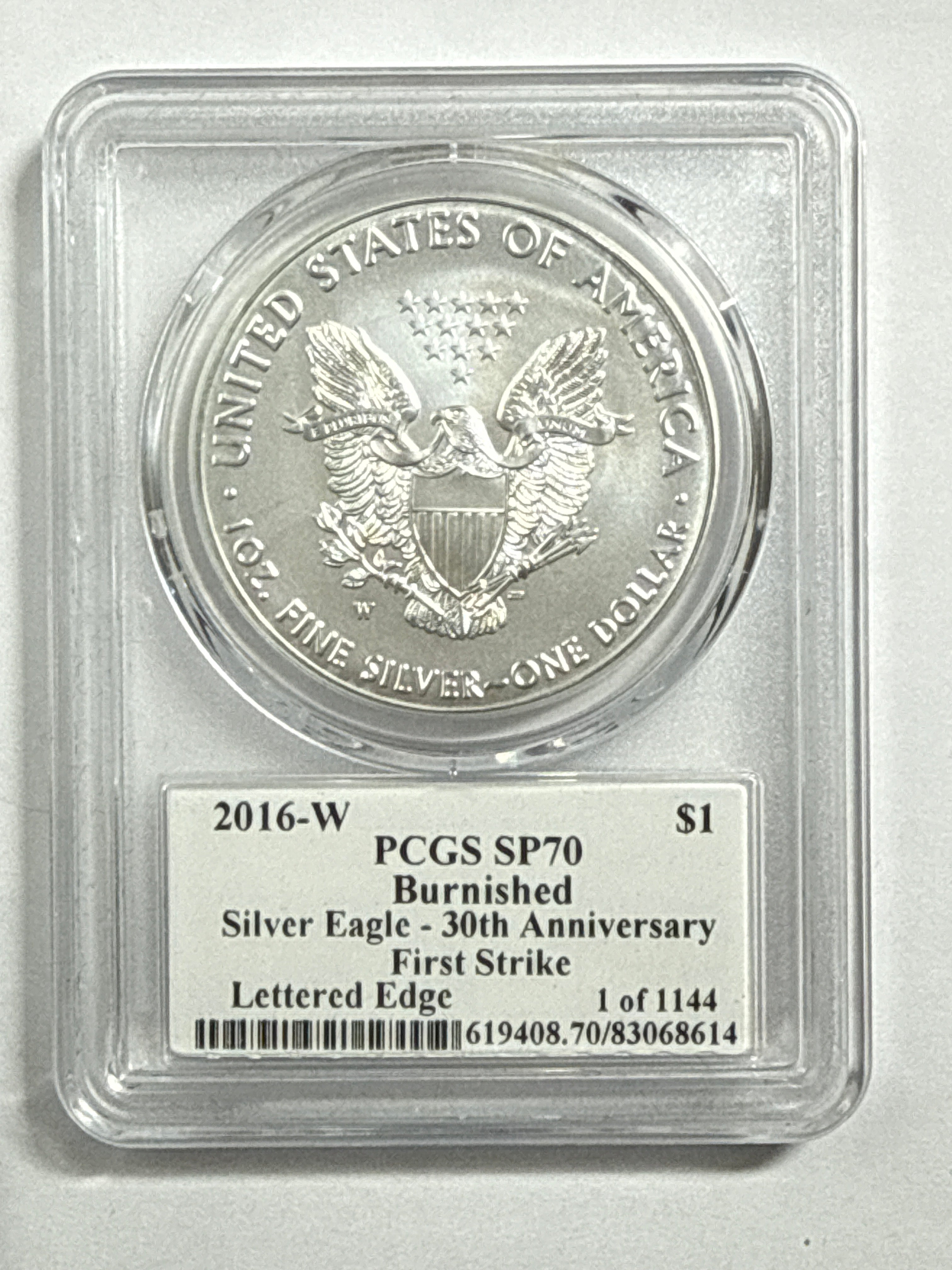 2016-W Burnished American Silver Eagle PCGS SP70 LE 30th Anniversary Edmund Moy