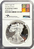 2020-S American Silver Eagle $1 NGC FDI PF70 UCAM Mercanti Hand-Signed.