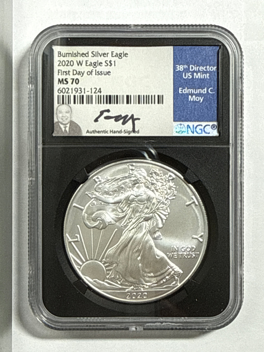 2020-W Burnished American Silver Eagle 3 piece set NGS MS70 FDOI First Day Of Location Issue SetMercanti/Jones/Moy with display box