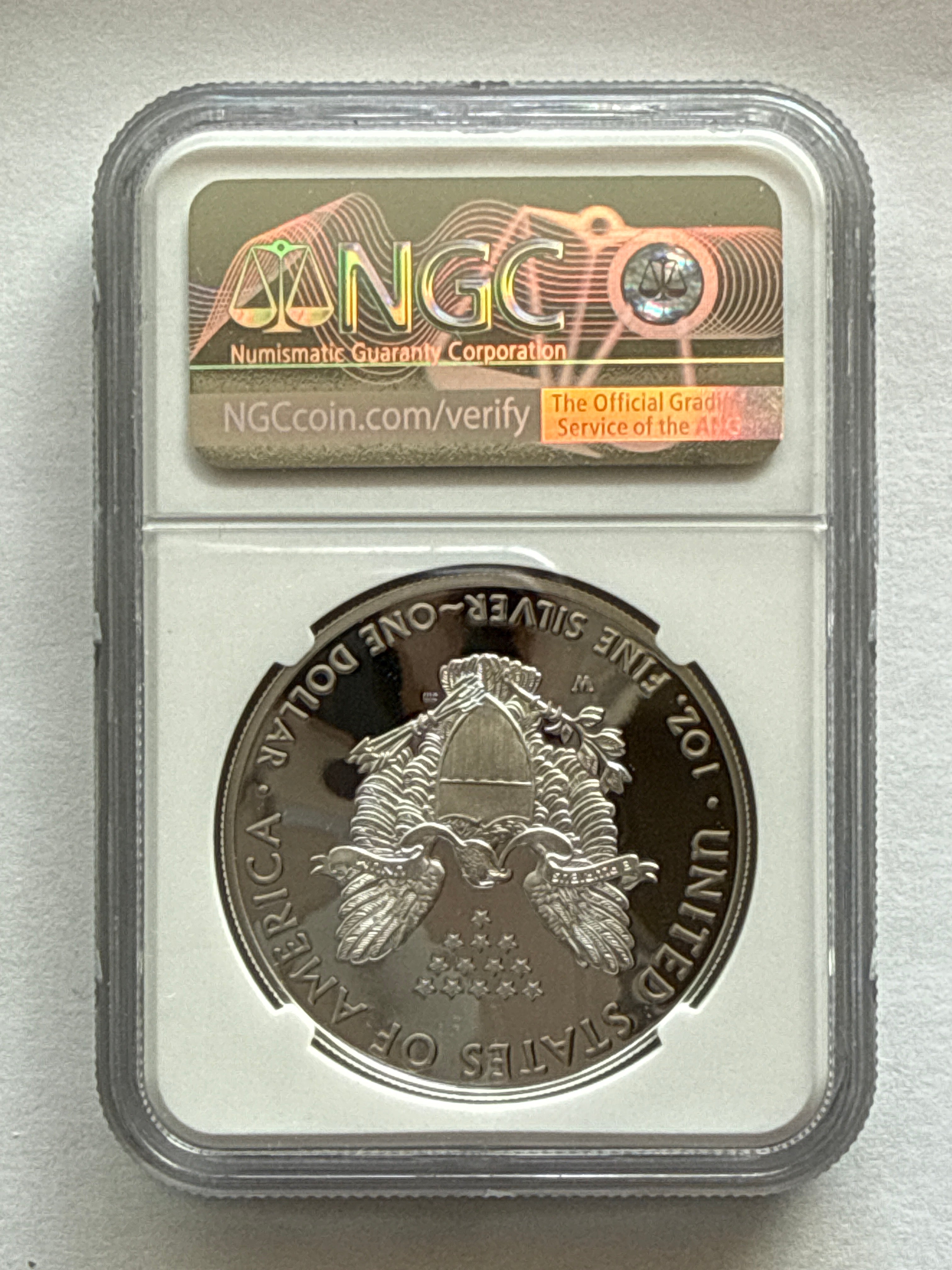 2019-W American Silver Eagle NGC 1 oz PF70 UCAM FDOI J. M. Mercanti hand signed  Flag Label