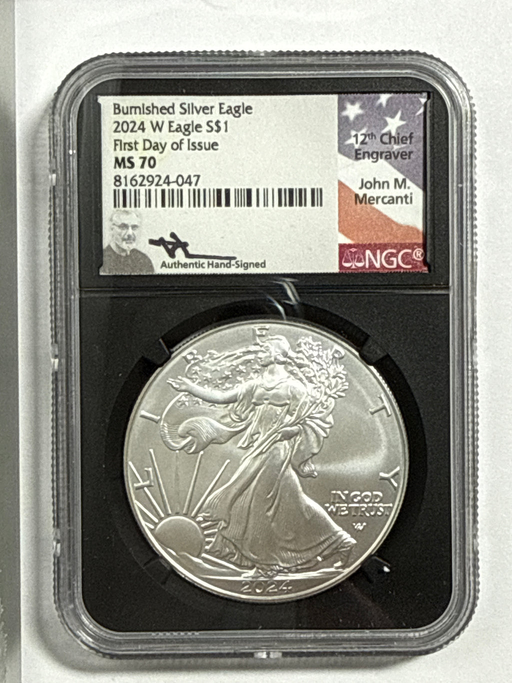 2024-W Burnished American Silver Eagle 5 Piece Set NGC/PCGS MS70/SP70 FDOI  Mercanti/Ryder/Jones/Gaudioso/Damstra with display box.