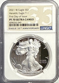 2021-W American Silver Eagle $1  Heraldic Eagle T-1 NGC 35th Anniversary FDI PF70 UCAM