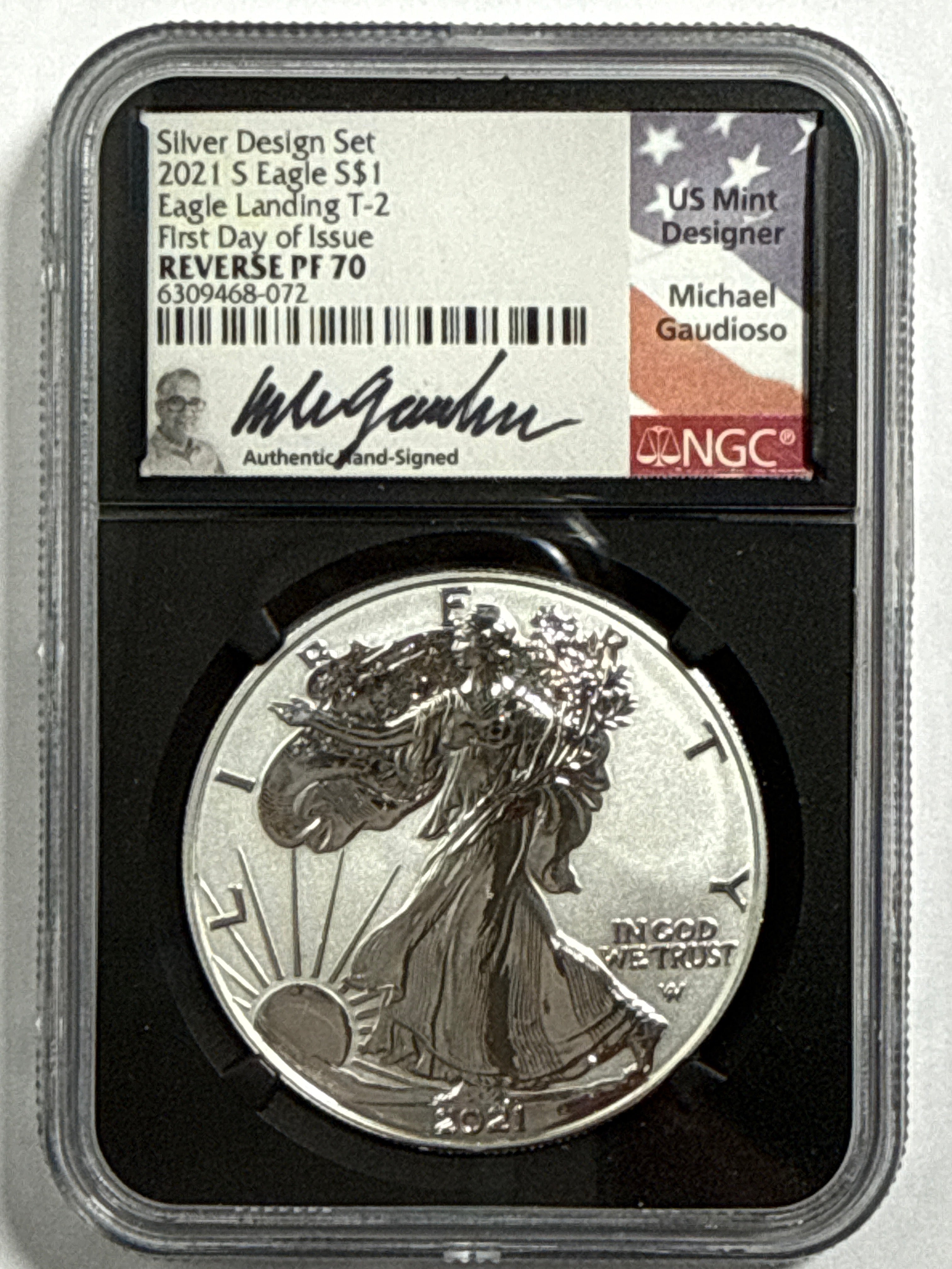 2021-W American Silver Eagle T-1/T-2 2 Coin Set Silver Design Set NGC First Release Reverse PF70 FL Mercanti/Gaudioso