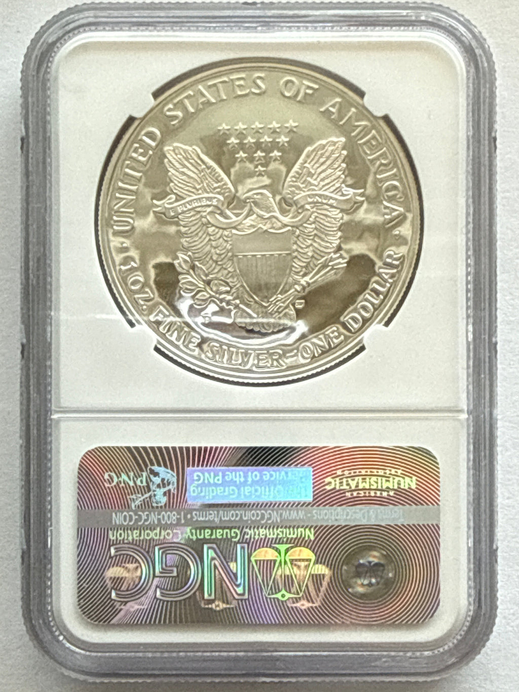 2001-W American Silver Eagle NGC 1 oz PF70 UCAM  J. M. Mercanti hand signed pop #7 Art Label