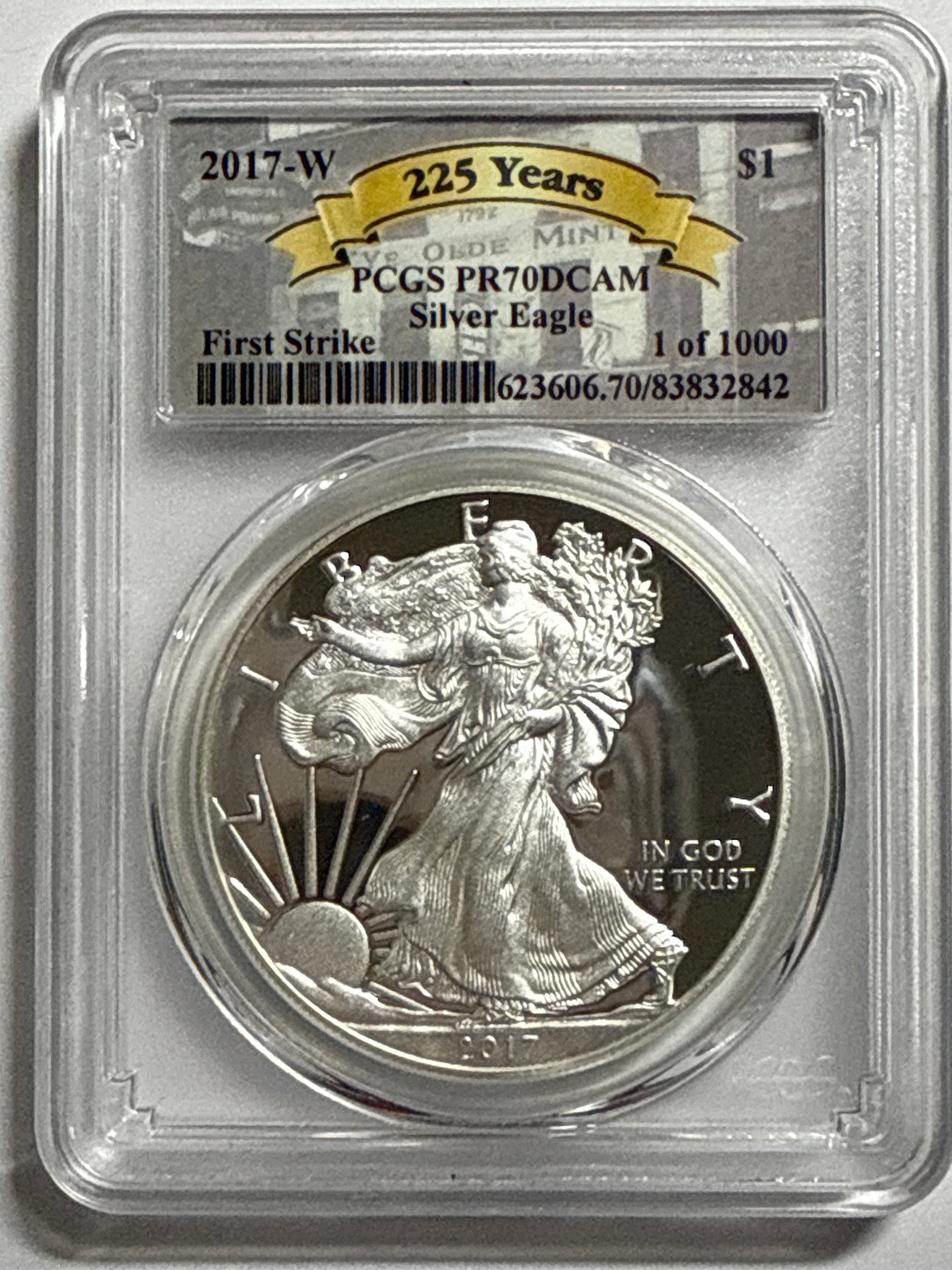 2017-W American Silver Eagle PCGS FS PR70 DCAM PCGS 225 years 1 of 1000