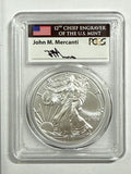 2017-W Burnished American Silver Eagle PCGS SP70 Flag Label John Mercanti