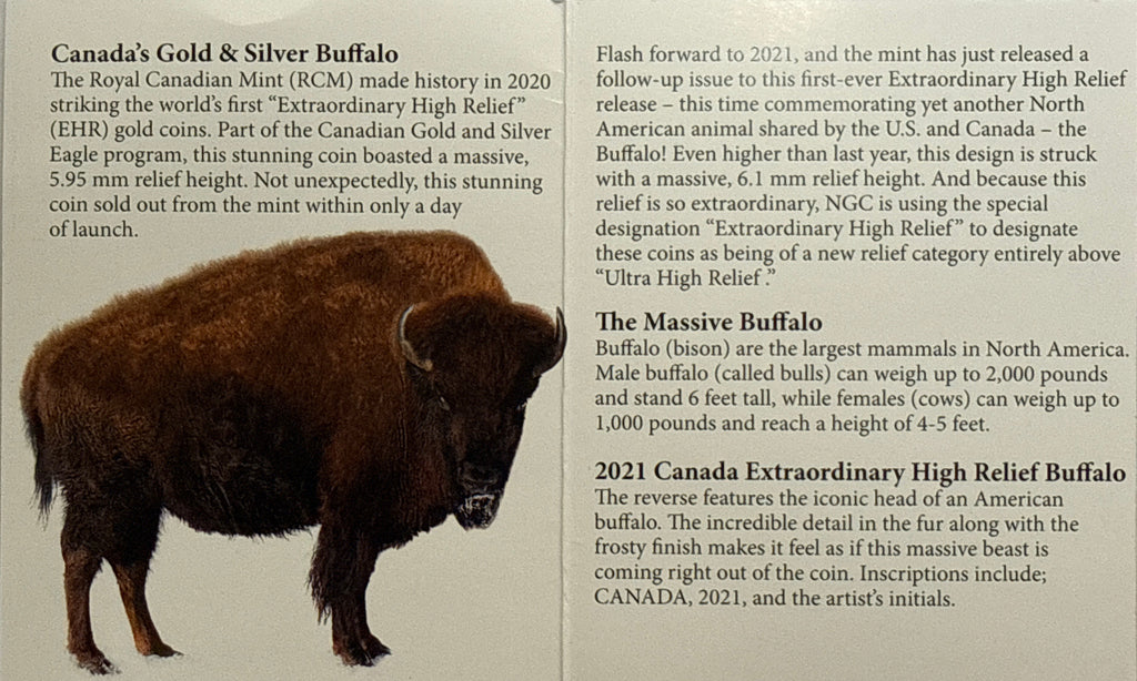 2021 Canada $25 Silver Buffalo NGC Extra High Relief First Day of Production FDI PF70 UCAM Susan Taylor Hand Signed