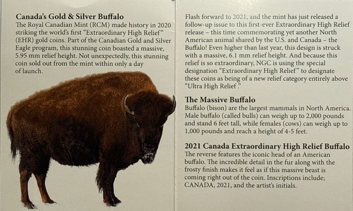 2021 Canada $25 Silver Buffalo NGC Extra High Relief First Day of Production FDI PF70 UCAM Susan Taylor Hand Signed
