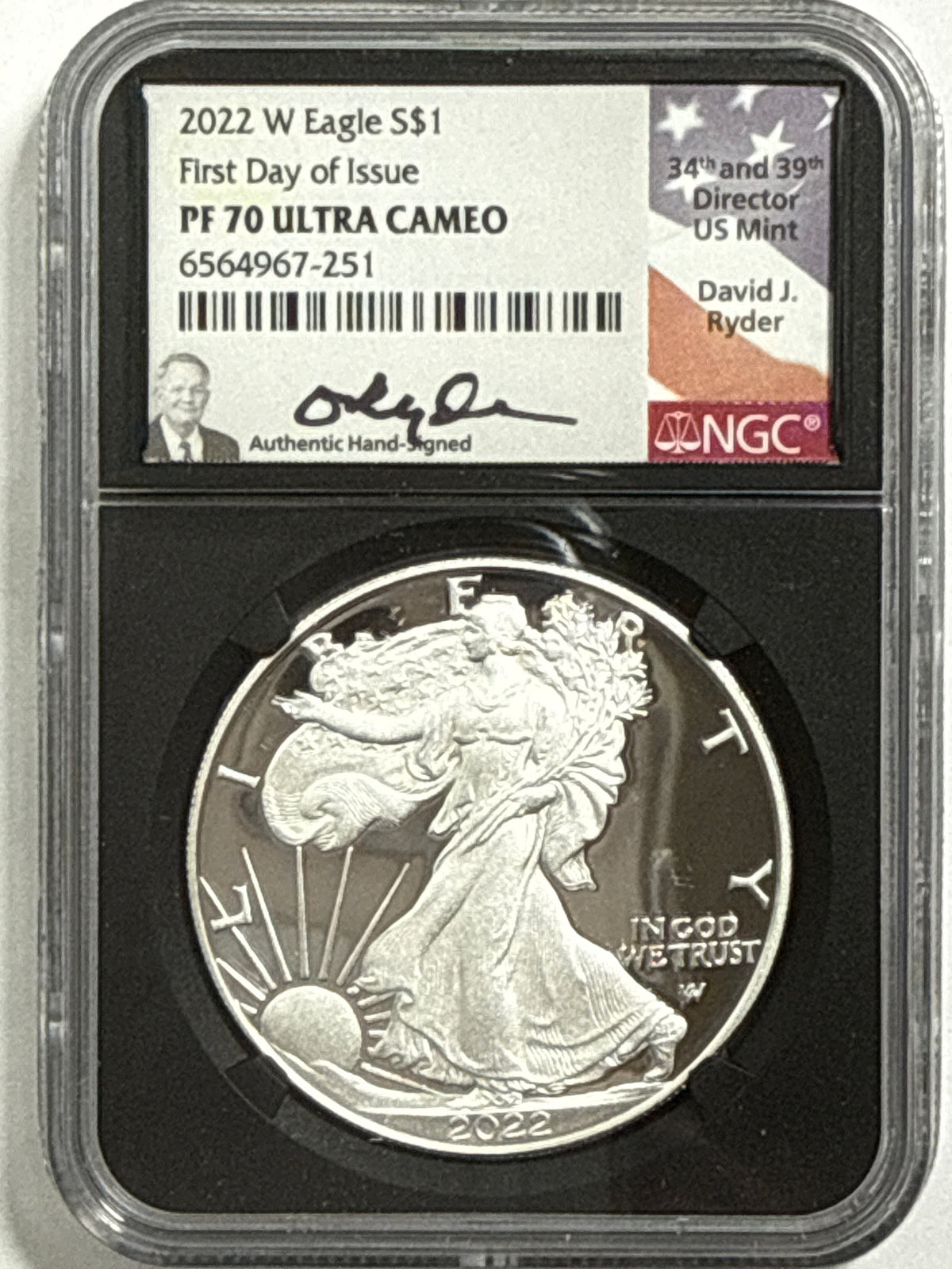 2022-W. American Silver Eagle 5-Coin Box Set NGC/PCGS FDOI PF70 UCAM/PR70 DCAM Mercanti/Jones/Gaudioso/Ryder/Damstra