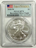 2018-W Burnished American Silver Eagle PCGS SP70 FS Flag Label
