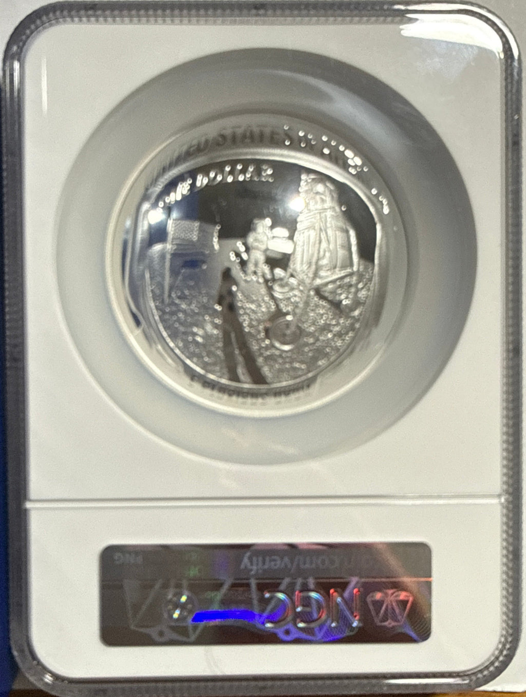 Vintage Vault: 2019-P Apollo 11 50th Anniv 5 oz .999 $1 NGC First 5 oz Commemorative PF70 UCAM Thomas Uram Hand Signed