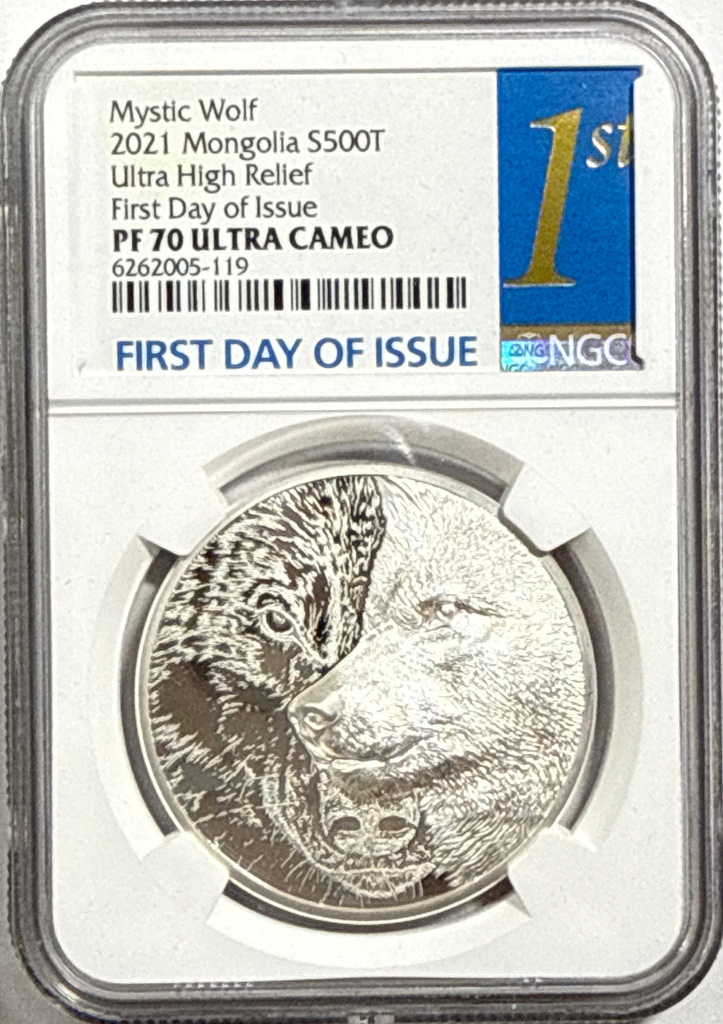 2021 Mongolia Silver Mystic Wolf 500T/1000T/2000T NGC 3-Coin Box Set Ultra High Relief FDI PF70 UCAM