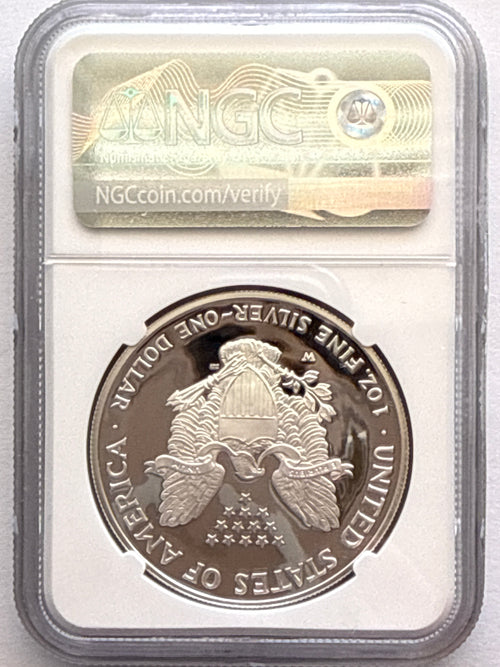 2005-W American Silver Eagle NGC 1 oz PF70 UCAM  J. M. Mercanti hand signed pop #3 Art Label