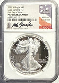 2021-W American Silver Eagle $1 Eagle Landing T-2 NGC FDI PFG70 UCAM Michael Gaudioso Hand-Signed