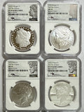 2025-P/S Morgan/Peace Silver Dollar 4 Piece Set NGC FDOI MS70/PF70 UCAM John Mercanti Hand Signed