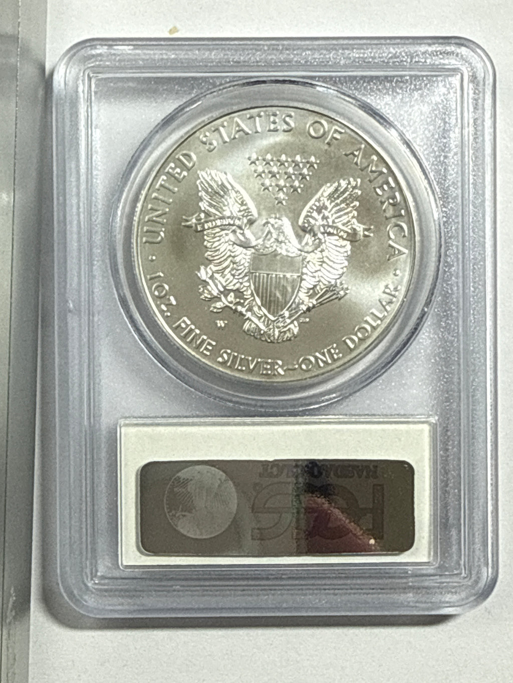 2011-W Burnished American Silver Eagle PCGS SP70 First strke West Point Label 25th Anniversary Set.