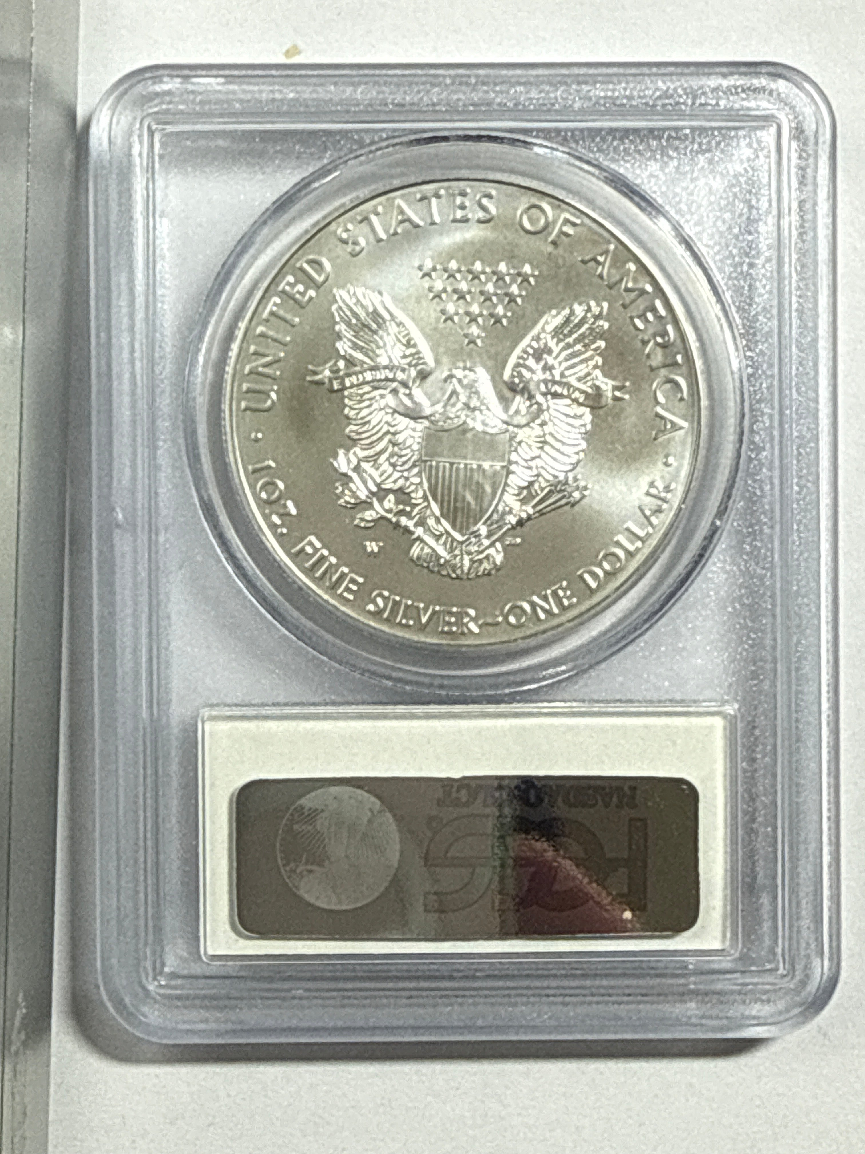 2011-W Burnished American Silver Eagle PCGS SP70 First strke West Point Label 25th Anniversary Set.