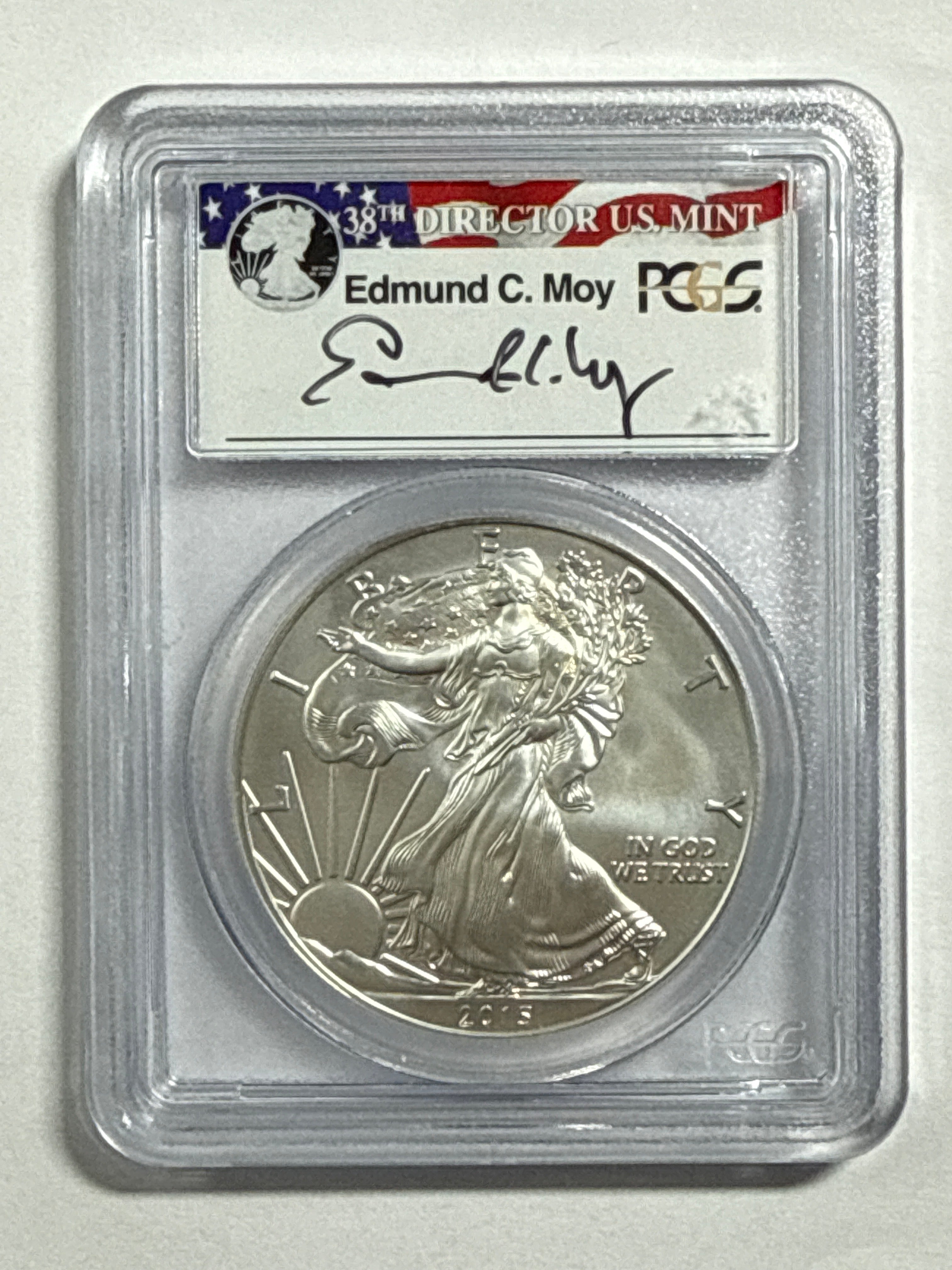 2015-W Burnished American Silver Eagle PCGS SP70 FS Edmund Moy