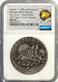 Vintage Vault: 2020 Apollo 13 2 oz Silver 50th Anniversary Robbins Medal Restrike With Space Flown Material NGC MS70