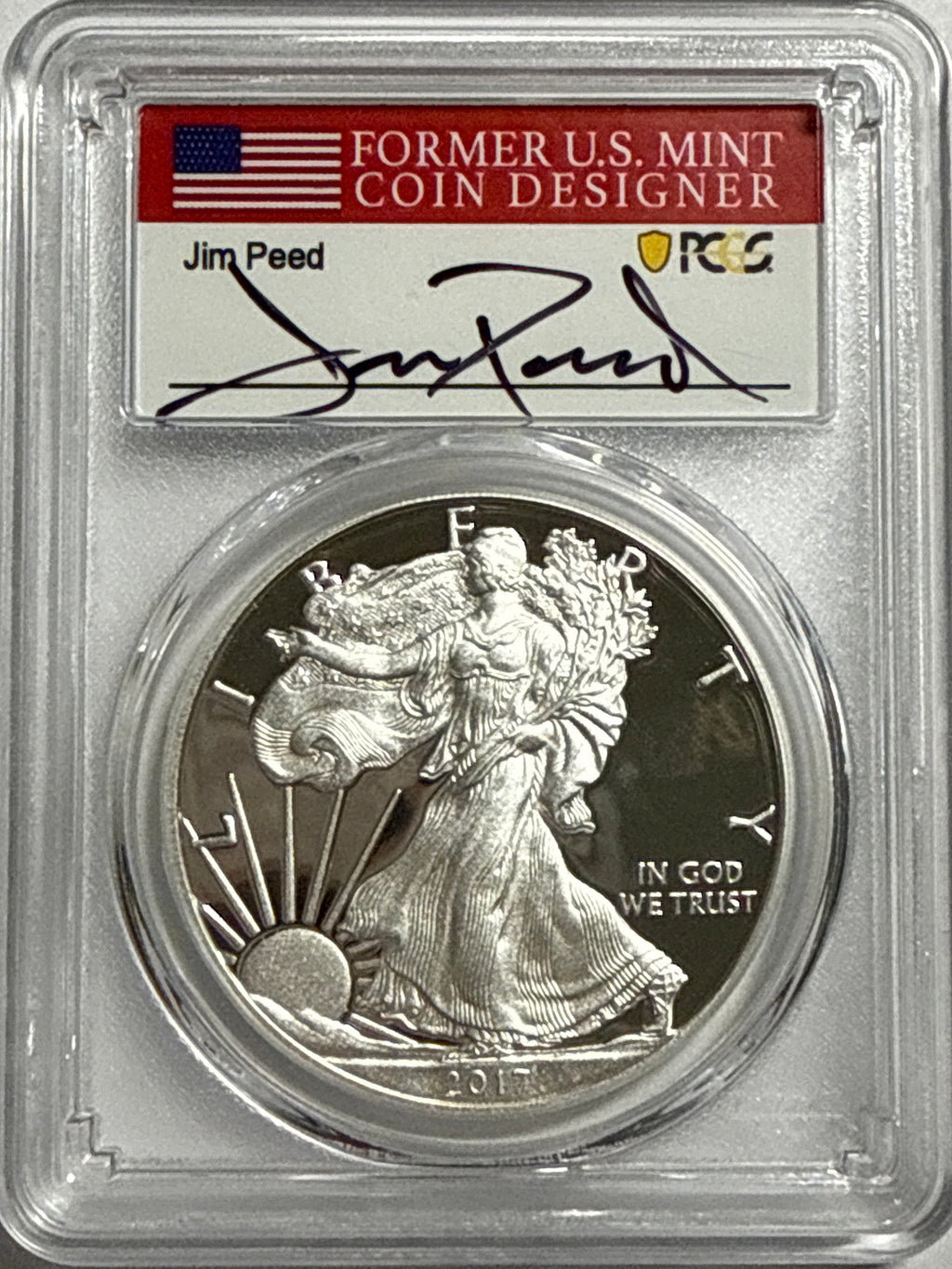2017-W American Silver Eagle PCGS PR70 DCAM WP Mint Hoard Jim Peed