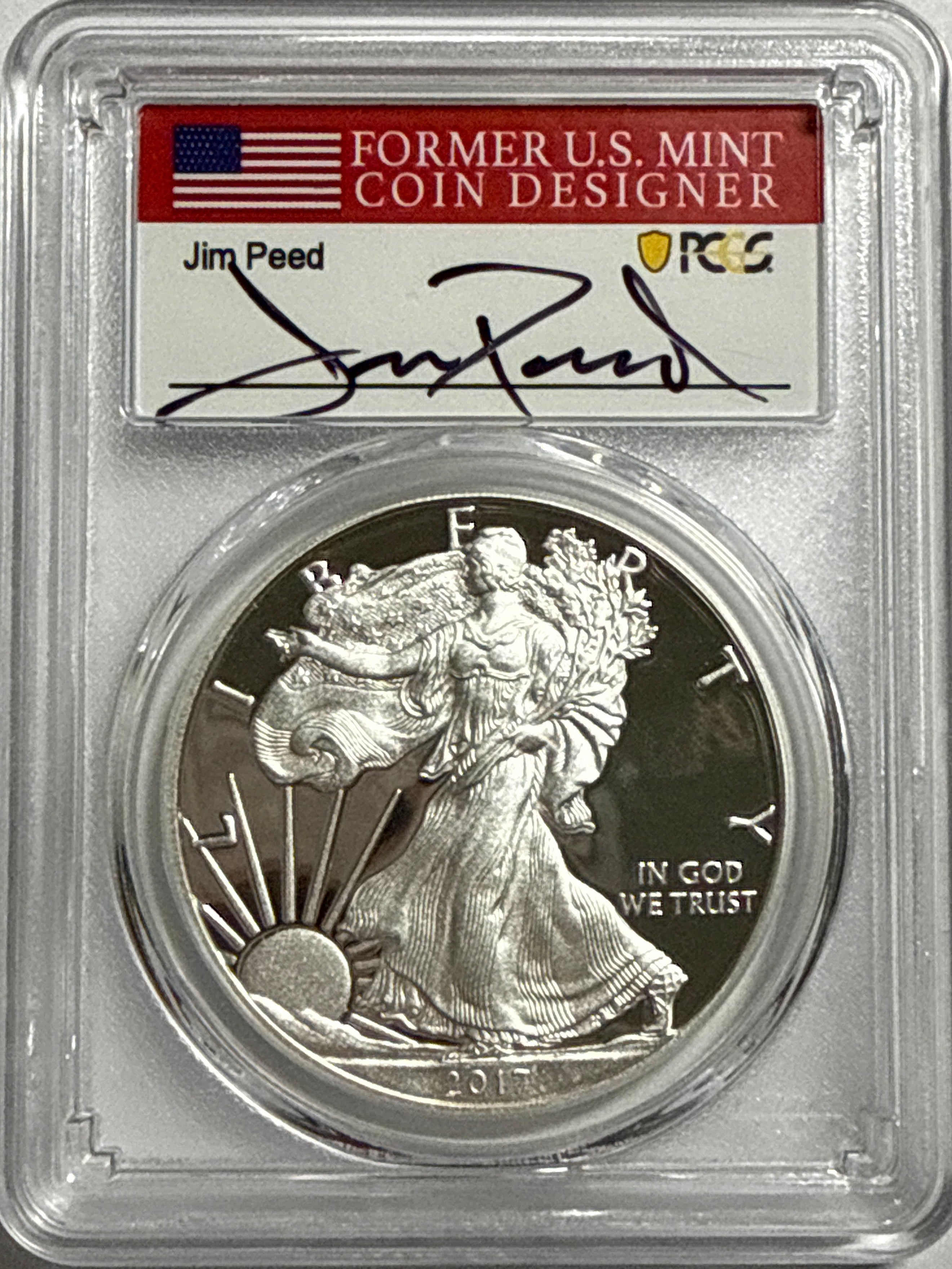 2017-W American Silver Eagle PCGS PR70 DCAM WP Mint Hoard Jim Peed