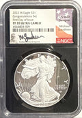 2022-W American Silver Eagle $1 NGC Congratualions Set FDI PF70 UCAM Michael Gaudioso Hand-Signed Black Core