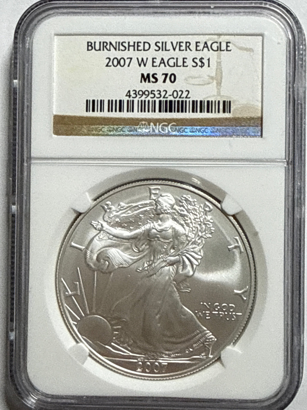 2007 Burnished American Silver Eagle NGC MS70