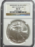 2007 Burnished American Silver Eagle NGC MS70