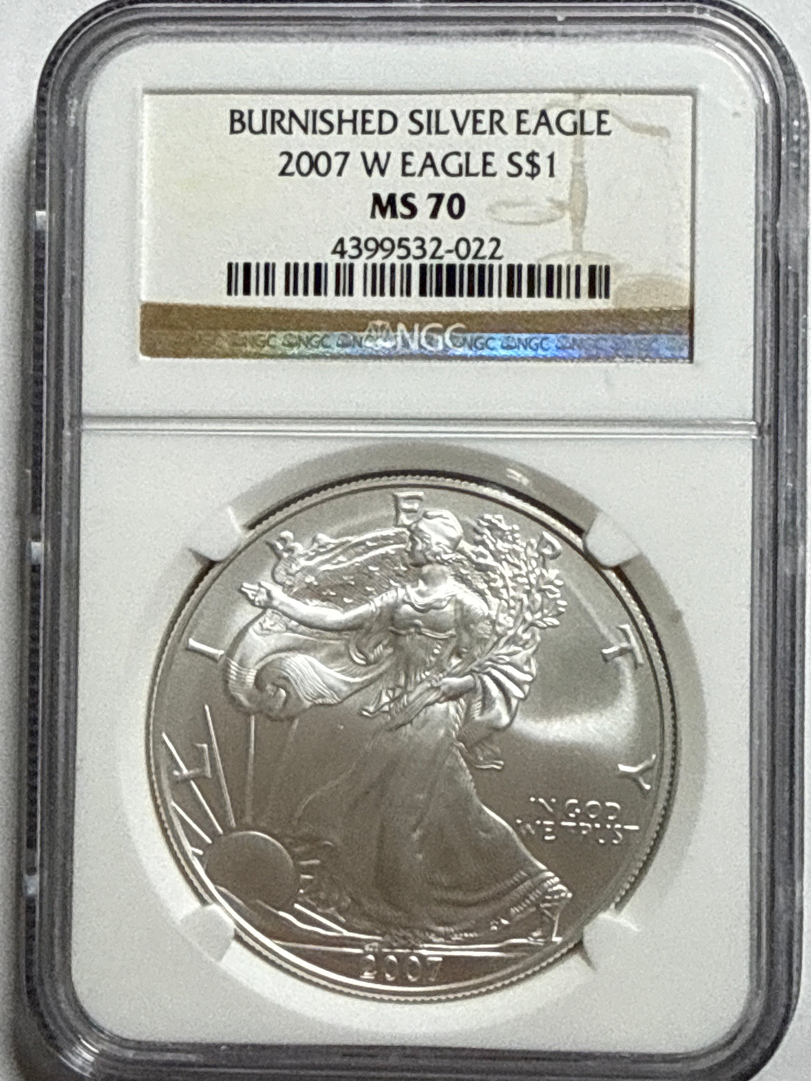 2007 Burnished American Silver Eagle NGC MS70