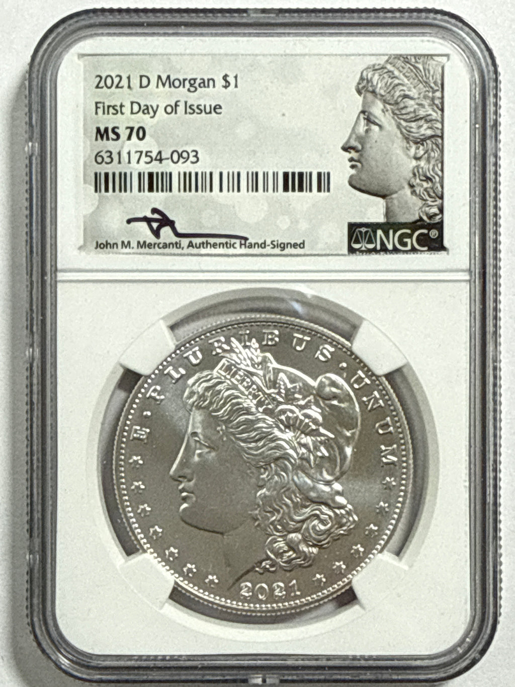 2021-CC/D/O/P/S Morgan/Peace Silver Dollar 6 Piece Set NGC MDS70 FDOI Mercanti Habd Signed