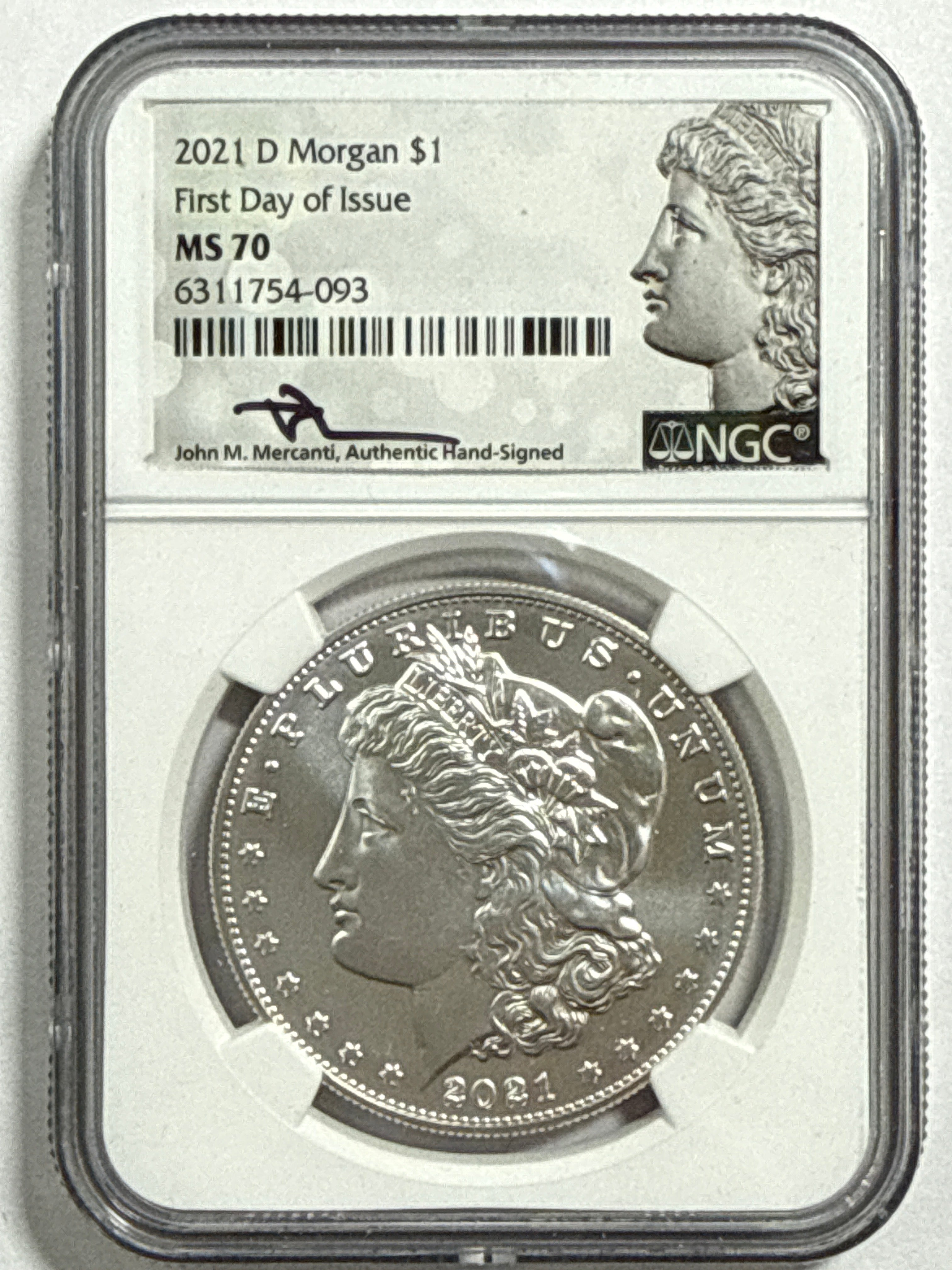 2021-CC/D/O/P/S Morgan/Peace Silver Dollar 6 Piece Set NGC MDS70 FDOI Mercanti Habd Signed