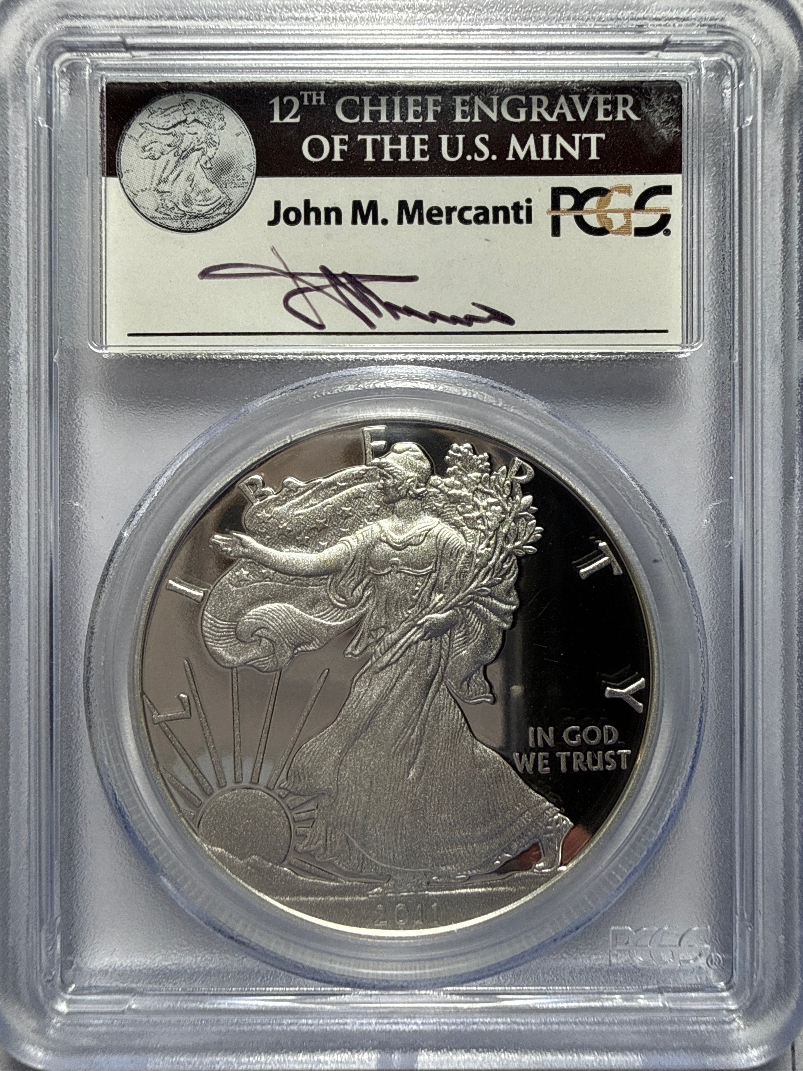 2011-W American Silver Eagle PCGS FS PR70 DCAM  25th Anniversary Set Mercanti Signed