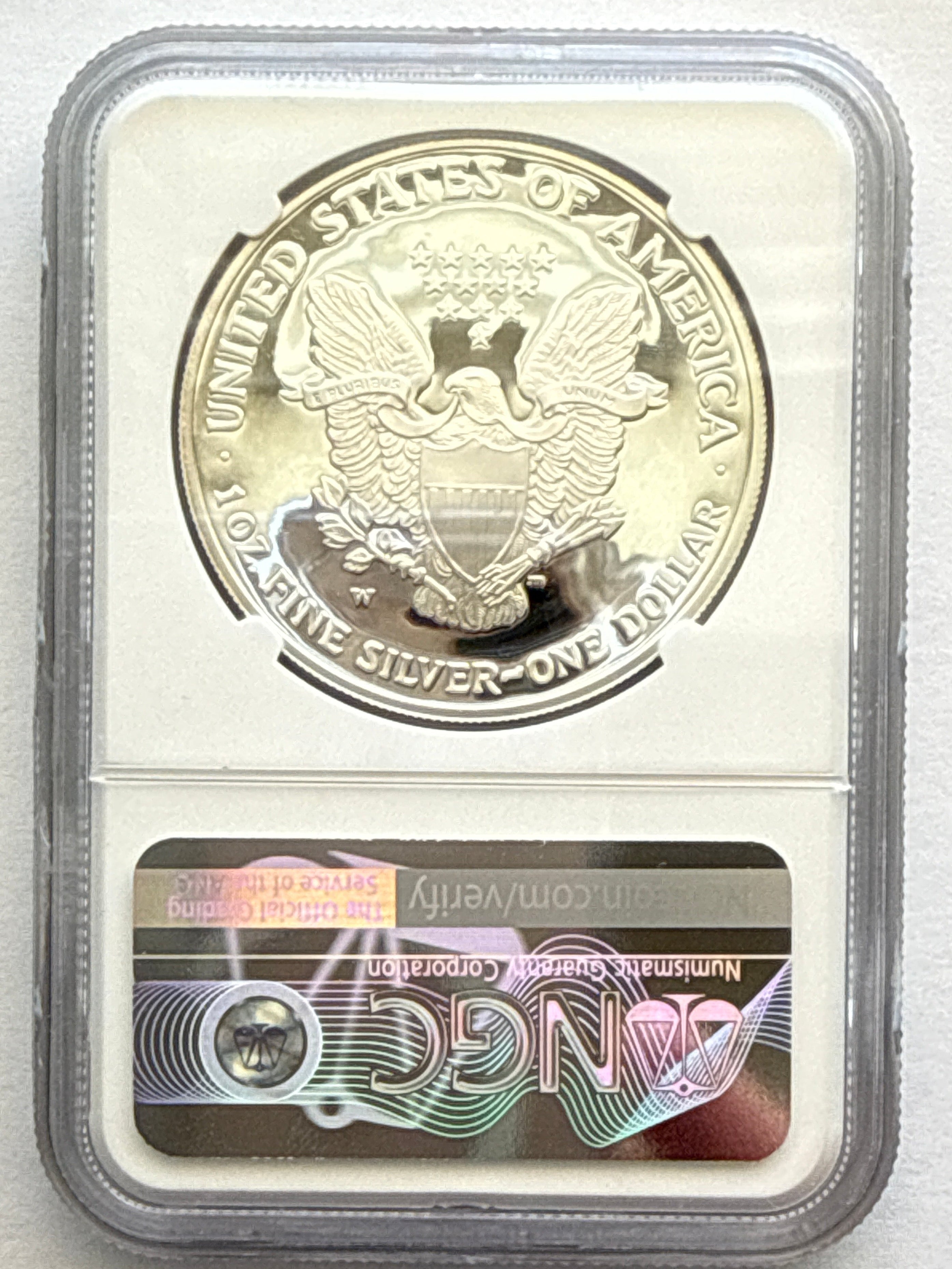 2005-W American Silver Eagle NGC 1 oz PF70 UCAM  J. M. Mercanti hand signed pop #3 Art Label