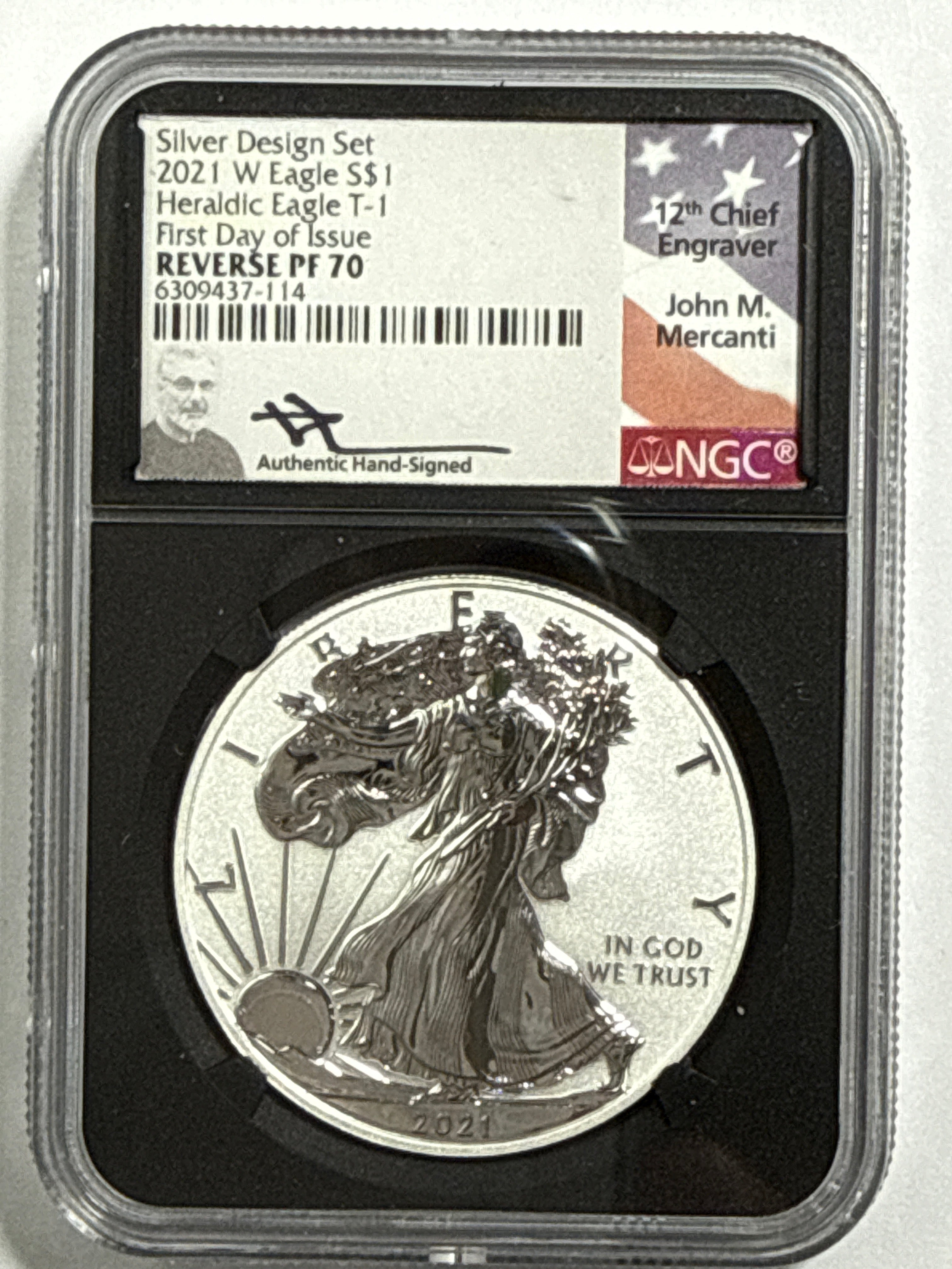 2021-W American Silver Eagle T-1/T-2 2 Coin Set Silver Design Set NGC First Release Reverse PF70 FL Mercanti/Gaudioso