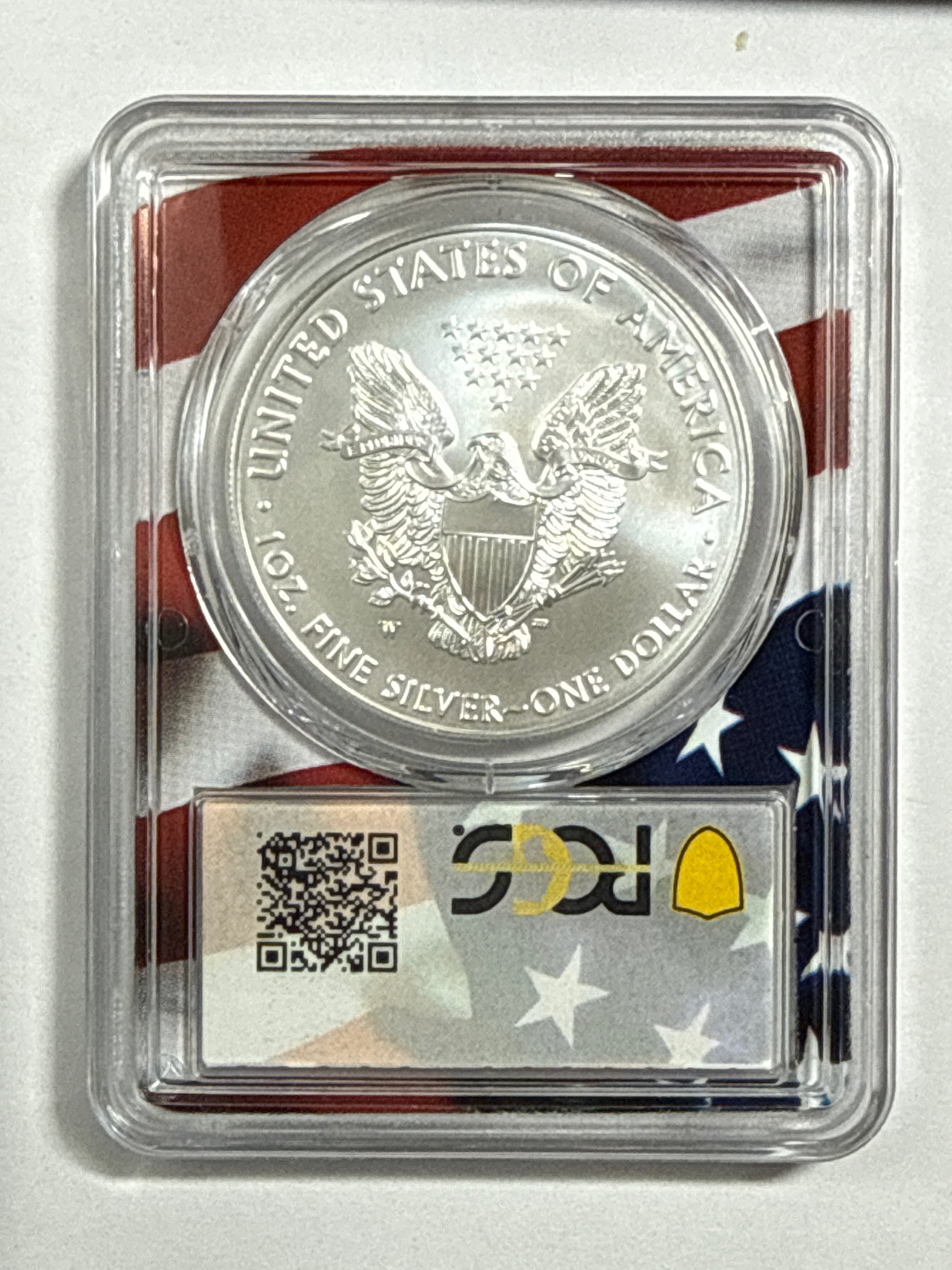 2019-W Burnished American Silver Eagle PCGS SP70 First Strike Flag Label