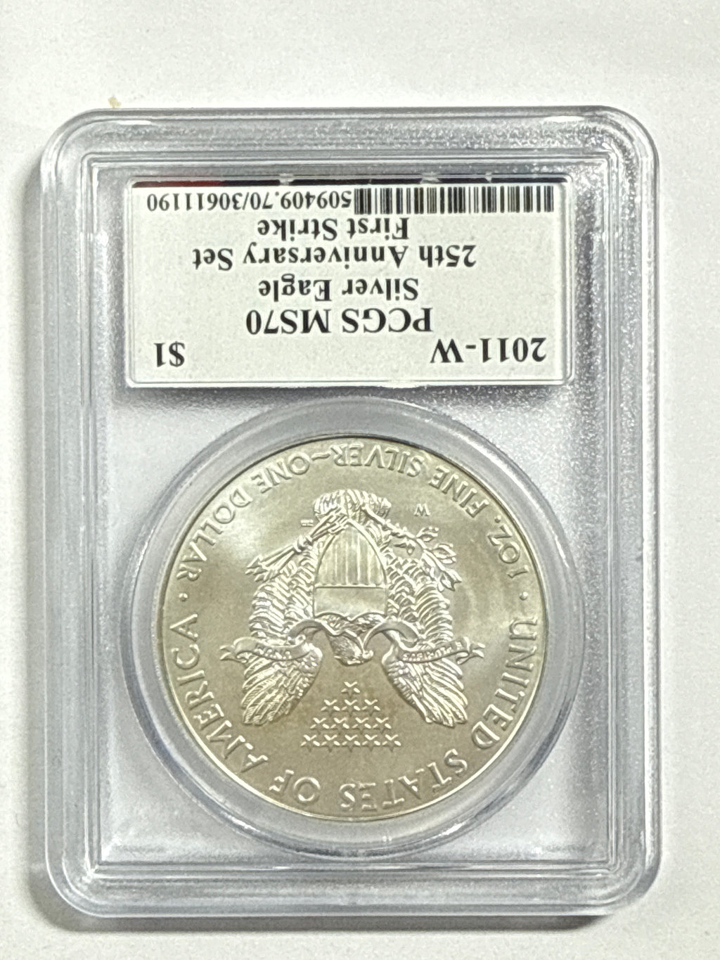 2011-W Burnished American Silver Eagle PCGS MS70 FS 25th Anniv Set
