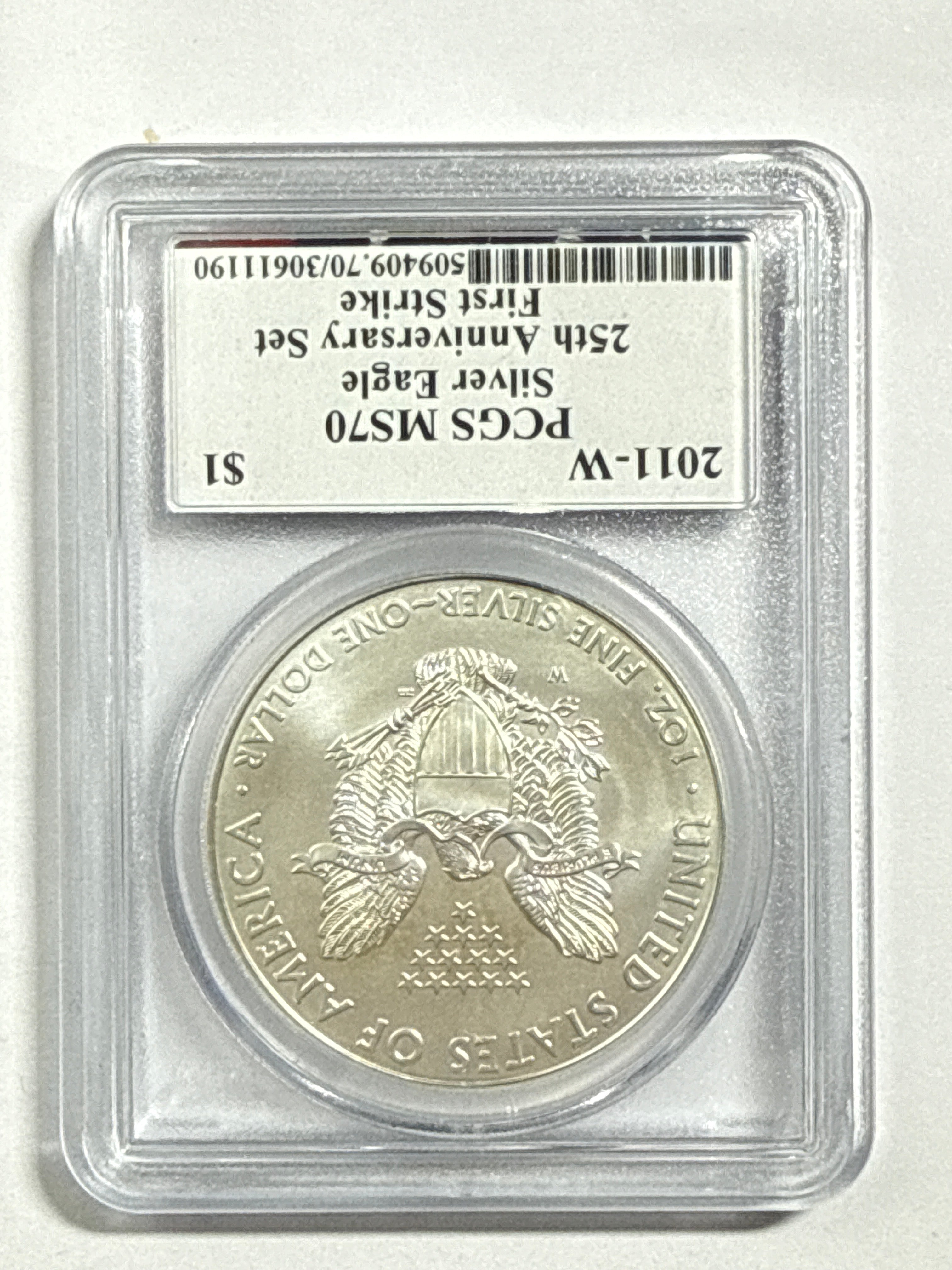 2011-W Burnished American Silver Eagle PCGS MS70 FS 25th Anniv Set